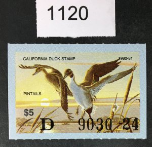 US STAMPS CALIFORNIA STATE DUCK # 11 MINT OG NH CAT. $ LOT #1120