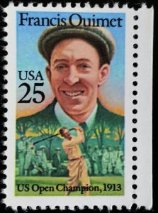 1988 25c Francis Ouimet, Golf, U.S. Open Champion Scott 2377 Mint F/VF NH