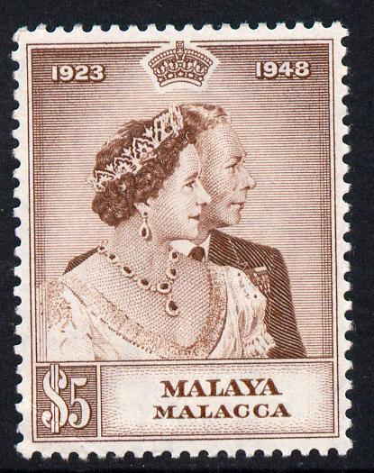 Malaya - Malacca 1948 KG6 Royal Silver Wedding $5 mounted...