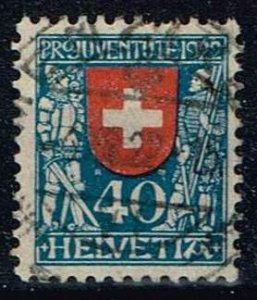 Switzerland 1922,Sc.#B24 used Coat of arms of Schweiz & medieval soldiers
