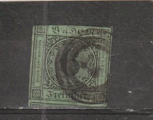 Baden  Scott#  3  Used  (1851 Numeral)