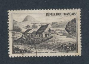France 1949  Scott 632 used - 50 fr, Mt Gerbier de Jonc