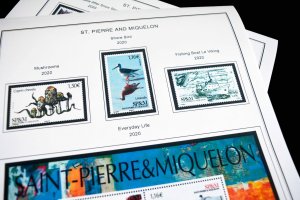 COLOR PRINTED ST. PIERRE AND MIQUELON 2011-2020 STAMP ALBUM PAGES (38 ill pages)