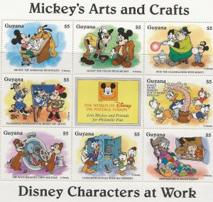 Guyana 1995 Disney Mickeys Arts & Crafts  sheet of 8  MNH  