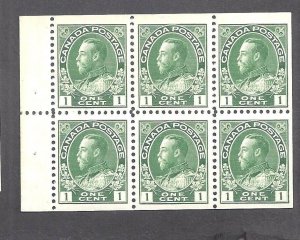 Canada # 104f 1c YELLOW-GREEN ADMIRAL BOOKLET PANE BS27238