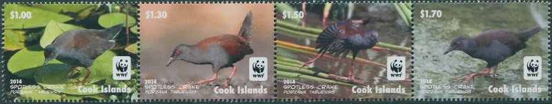 Cook Islands 2014 SG1808a-1811a WWF Spotless Crake strip MNH