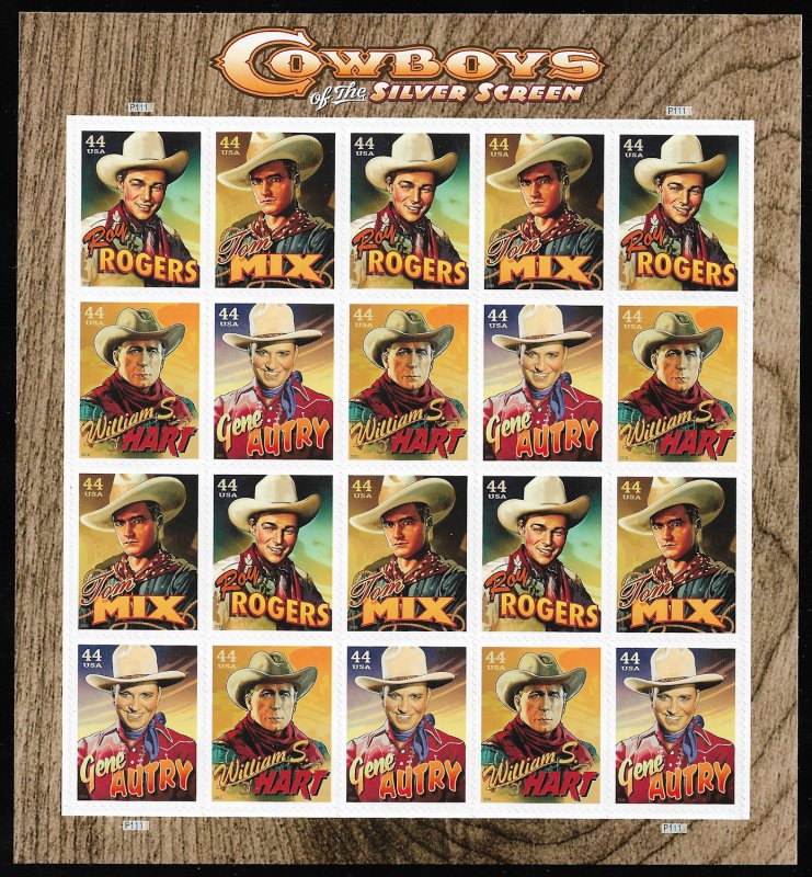 MALACK 4446-49 44c Cowboys of Silver Screen Sheet, V..MORE.. stock4446-49