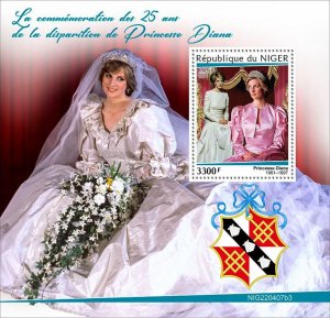 NIGER - 2022 - Princess Diana,25th Death Anniv-Perf Souv Sheet-Mint Never Hinged
