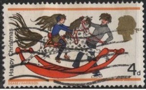 Great Britain 572 (used) 4p Christmas, rocking horse (1968)