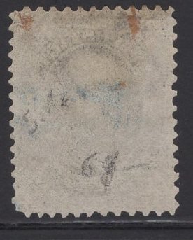 US Stamp Scott #69 Used w/ + $15 Blue Cancel SSCV $110