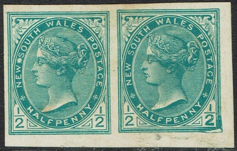 NEW SOUTH WALES 1899 QV 1/2D ERROR IMPERF PAIR WMK CROWN/NSW 