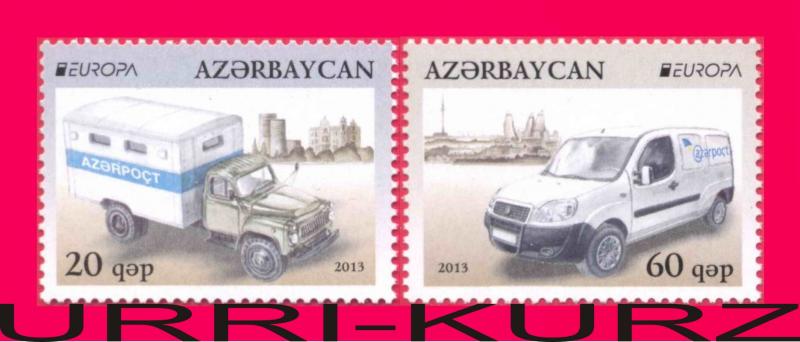 AZERBAIJAN 2013 Europa CEPT Mail Postman Vans Cars Autos 2v Mi 973A-974A MNH