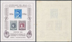 Argentina 653a,MNH-yellow.Mi Bl.11. Argentine postage stamps-100,1956.Juan Pujol