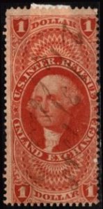 1861-1872 U.S. Revenue Scott #- R69c 1 Dollar George Washington Inland Exchange