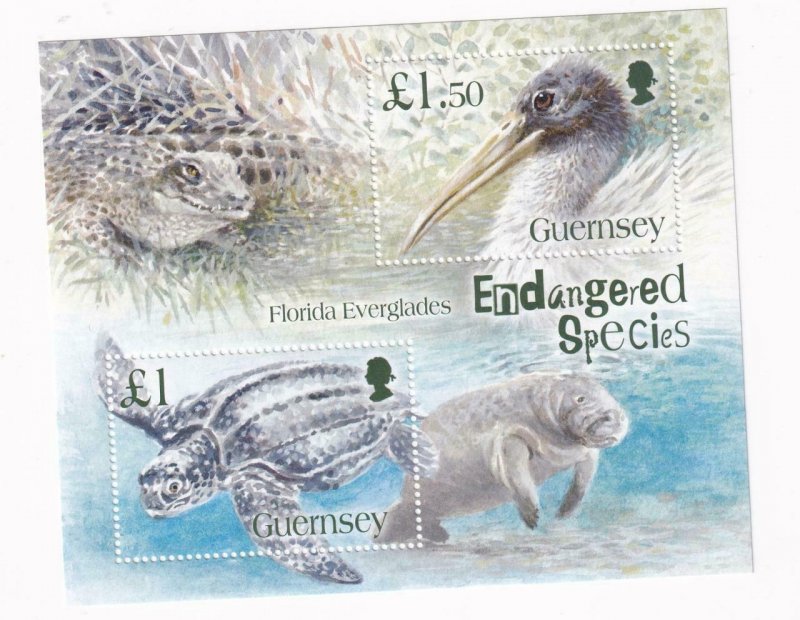 GUERNSEY FLORIDA EVERGLADES ENDANGERED SPECIES VF-MNH S/SHEET