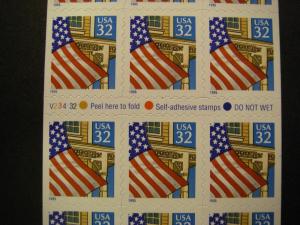 Scott 2920a, 32c Flag over Porch, Booklet pane of 20 #V23432