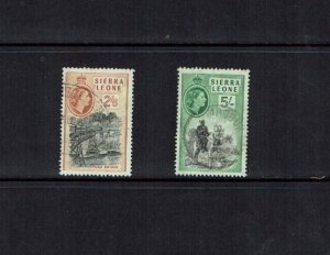 Sierra Leone: 1956, Queen Elizabeth definitive, 2/6 & 5/-, fine used