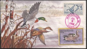 Lois Hamilton Hand Painted Dual Combo FDC for the Federal 1984 Duck Stamp