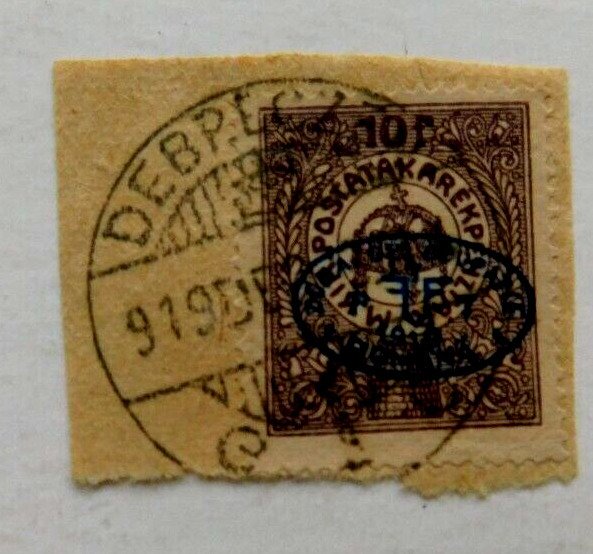 Hungary #2N59, Used/on piece/VF, w/Romanian Occupation overprint, 1919, Blk over 