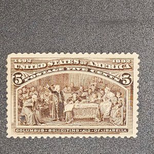 234 Columbian Exposition 5cent VF-XF original gum hinged CSV 65.00