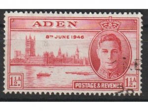 Aden 1946 Peace and Victory 1½a Carmine Used Sc#28 Sg 28 