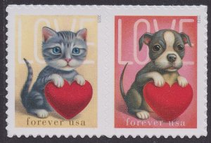 US 5745-5746 5746b Love Kitty Puppy F horz pair A MNH 2023