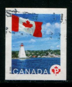 2192 Canada P Flag over Lighthouse, used