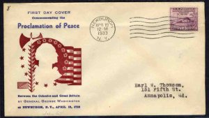 United States First Day Covers #727-5c/1b, 1933 3c Newburgh, Gill cachet in r...