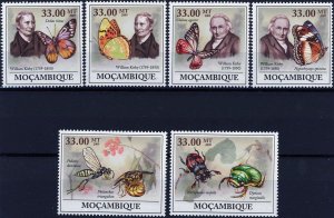 William Kirby Butterfly Entomology Bee Insect Serie Set of 6 Stamps MNH