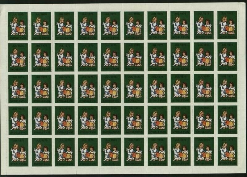 Denmark Southslesvig Christmas Sheet 1975 MNH Folded. Angel Reading With Child