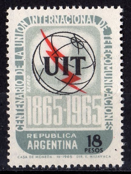 Argentina 1965 Sc# C97 CENTENARY OF THE ITU Single MNH