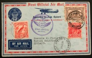 1934 Melbourne Australia First Trans Tasman Flight Cover FFC to Lae New Guinea