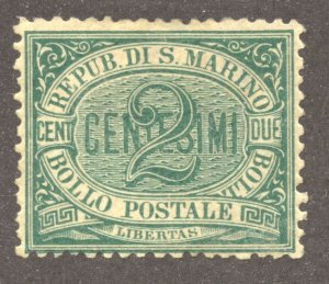 San Marino Scott 1 Unused HRMOG - 1877 2c Numeral Issue - SCV $37.50