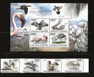 BURUNDI Sc 867-71 NH issue of 2011 - SET+S/S - BIRDS