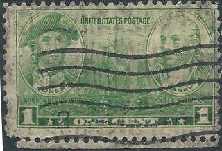 US 790 (used, cruddy filler) 1¢ John Paul Jones and John Barry (1936)