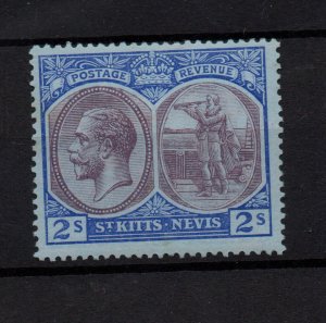 St Kitts Nevis 1920-22 2/- Blue SG32 Mint LHM WS36762