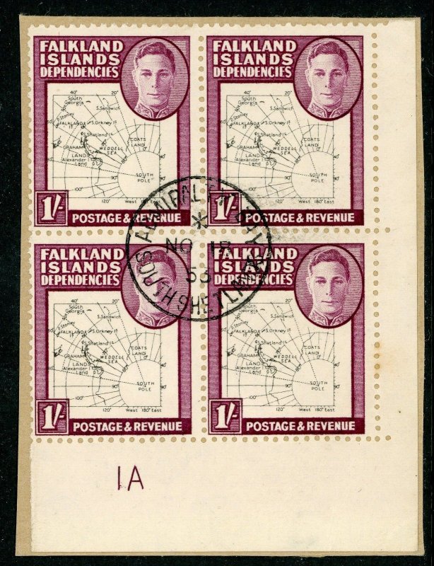 British  1946 Falkland Island Dependencies Map Varieties Scott #1L8 FDC VFU X423