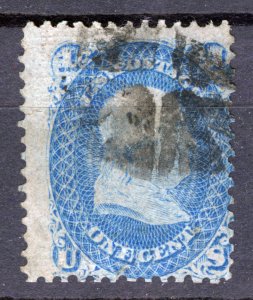 STAMP USA VERY VALUABLE, 1867, Benjamin Franklin 1 ¢ - BLUE WITH GRILL SPLIT