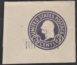 SC#U468 2¢ on 3¢ Surcharged Washington Cut Square: Full Corner (1920) Unused