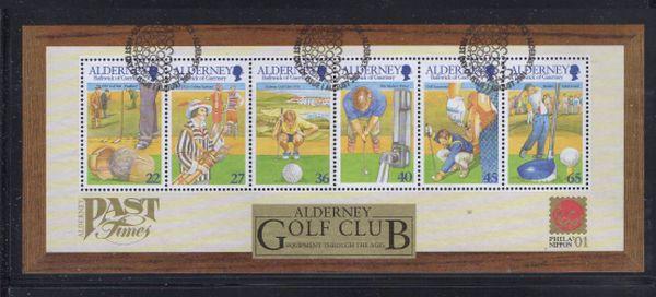 Alderney Sc 175a 2001 Golf Club  stamp souvenir sheet used