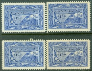 EDW1949SELL : CANADA 1951 Scott #302. 4 stamps. VF-XF, Mint OG. Cat for NH $140.