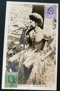 1920s Suva Fiji Real Picture Postcard cover Blowing Davui Shell