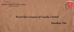 BEECH-NUT COMPANY OF CANADA LIMITED CORNER CARD AND RETURN COVER 2c STAMP 1931