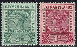 CAYMAN ISLANDS 1900 QV SET ½D AND 1D