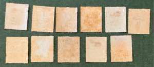 Brunei 1907-10 set of 11.  Unused, toned. Scott 13/36, CV $259.75. SG 23-33