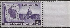 # 957 MINT NEVER HINGED WISCONSIN STATEHOOD 100TH ANNIV.