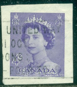 CANADA ELIZABETH II CUT SQUARE, 4 CENTS, USED, GREAT PRICE!