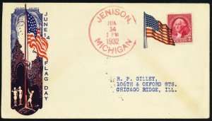 American Flag in Blue VERY RARE Fancy Cancel on Cover - Stuart Katz