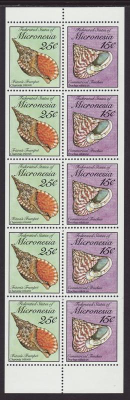 Micronesia 88b Seashells Booklet Pane MNH VF