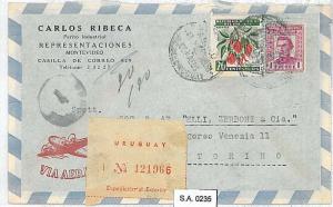 POSTAL HISTORY : PERU - REGISTERED  AIRMAIL COVER to ITALY 1956